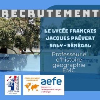 Offre d'emploi - poste vacant : Professeur.e d'histoire - géographie et EMC